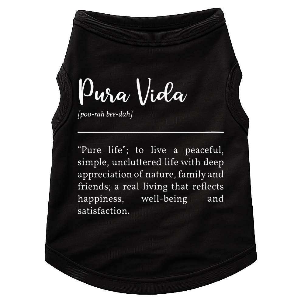 Pura Vida Definition In White Typographic Doggie Tank