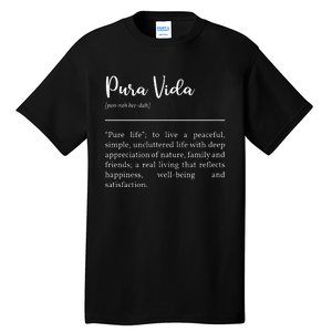 Pura Vida Definition In White Typographic Tall T-Shirt