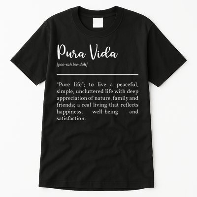 Pura Vida Definition In White Typographic Tall T-Shirt