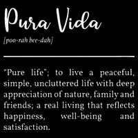 Pura Vida Definition In White Typographic Sustainable Bucket Hat