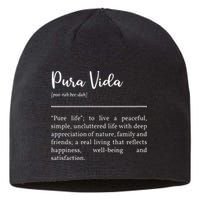 Pura Vida Definition In White Typographic Sustainable Beanie