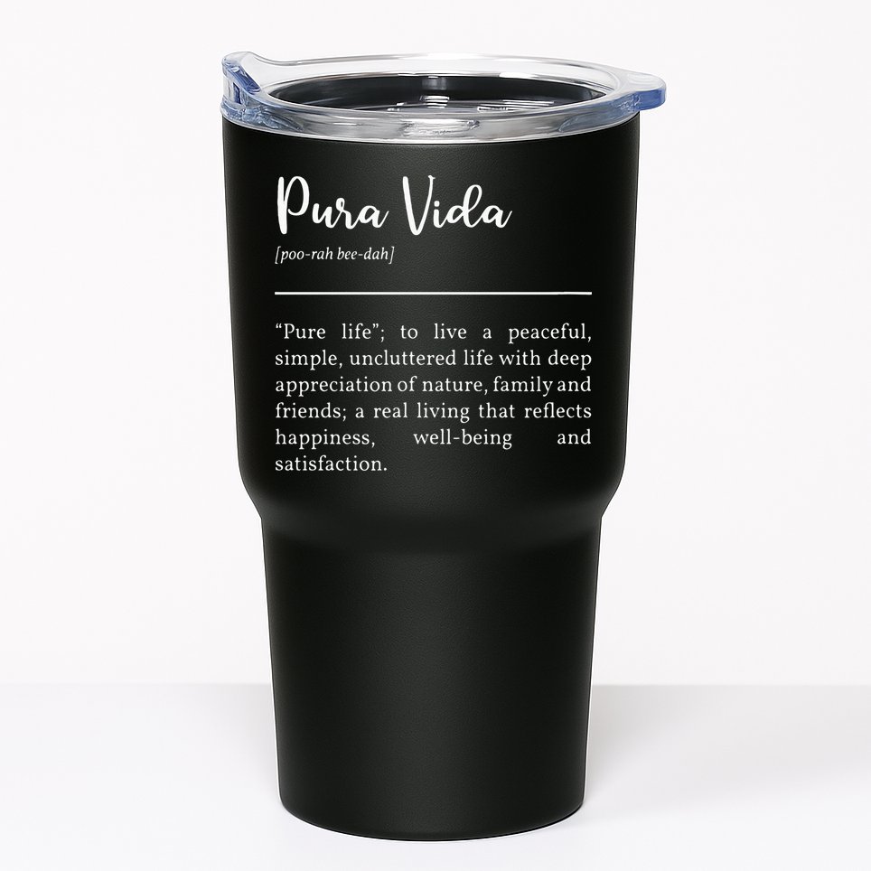 Pura Vida Definition In White Typographic Tumbler