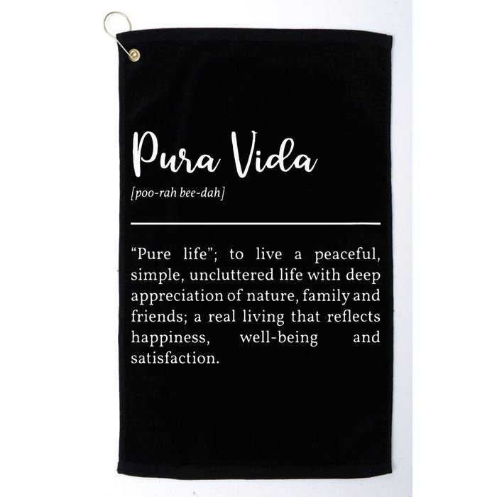 Pura Vida Definition In White Typographic Golf Towel
