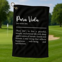 Pura Vida Definition In White Typographic Golf Towel