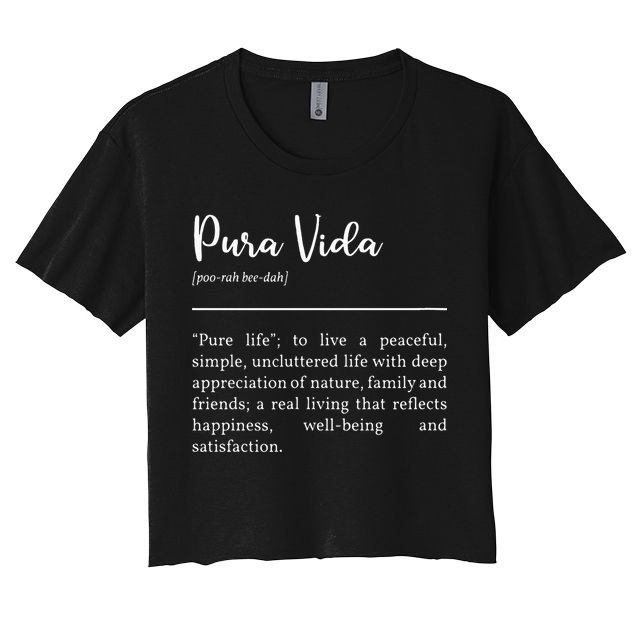 Pura Vida Definition In White Typographic Crop Top