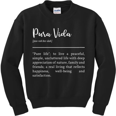 Pura Vida Definition In White Typographic Kids Sweatshirt