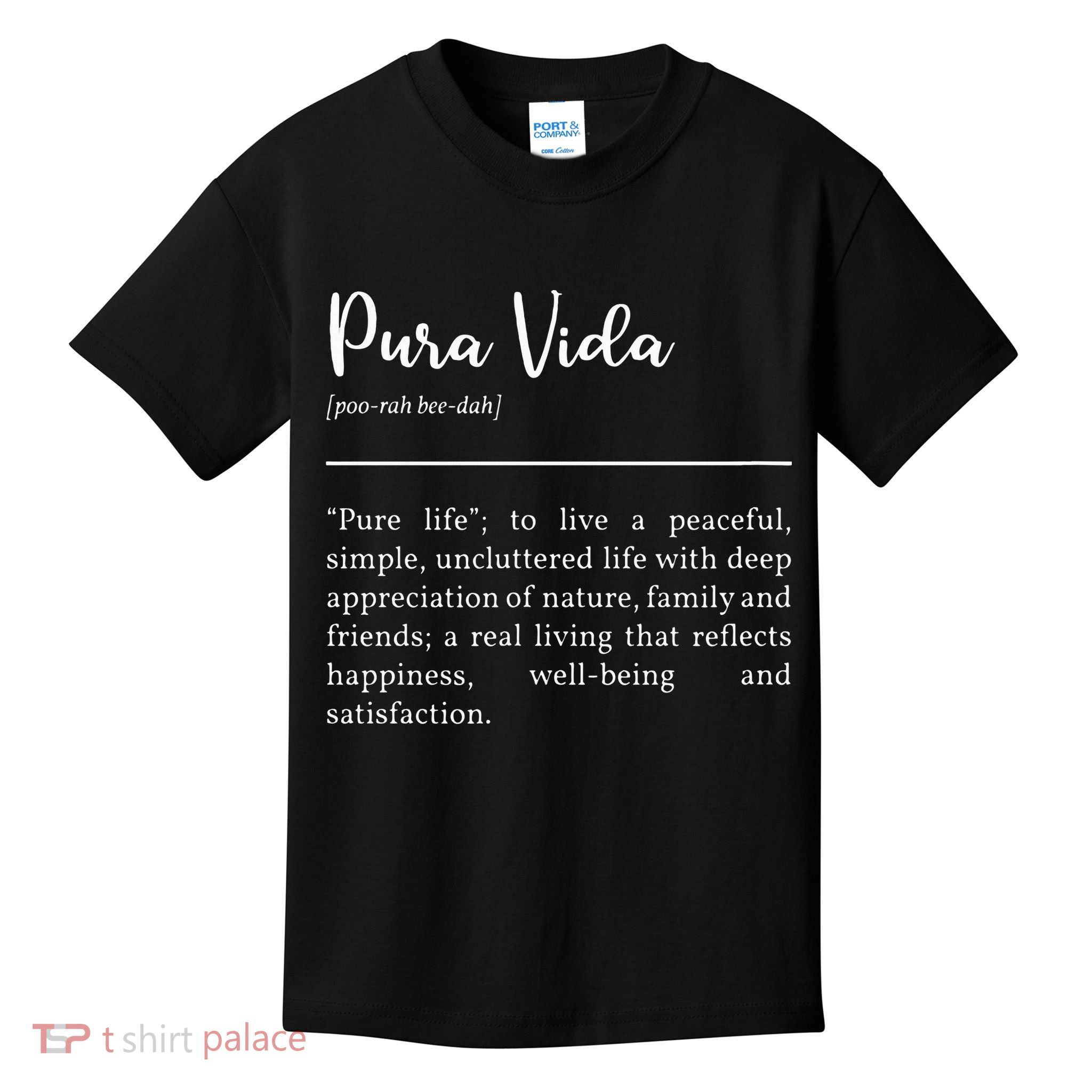 Pura Vida Definition In White Typographic Kids T-Shirt