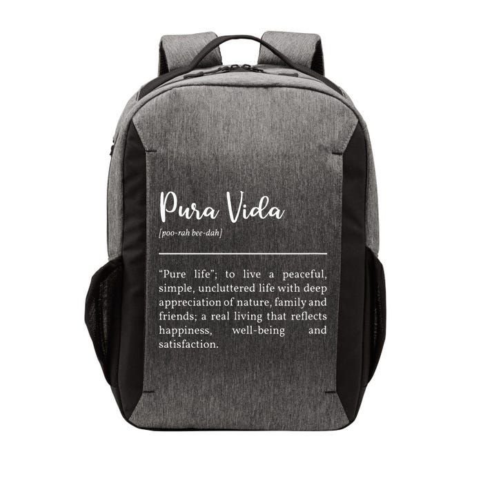 Pura Vida Definition In White Typographic Vector Backpack