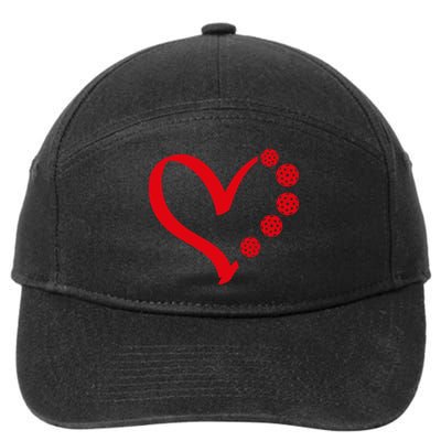 Pickleball Valentine Day Heart Pickleball 7-Panel Snapback Hat