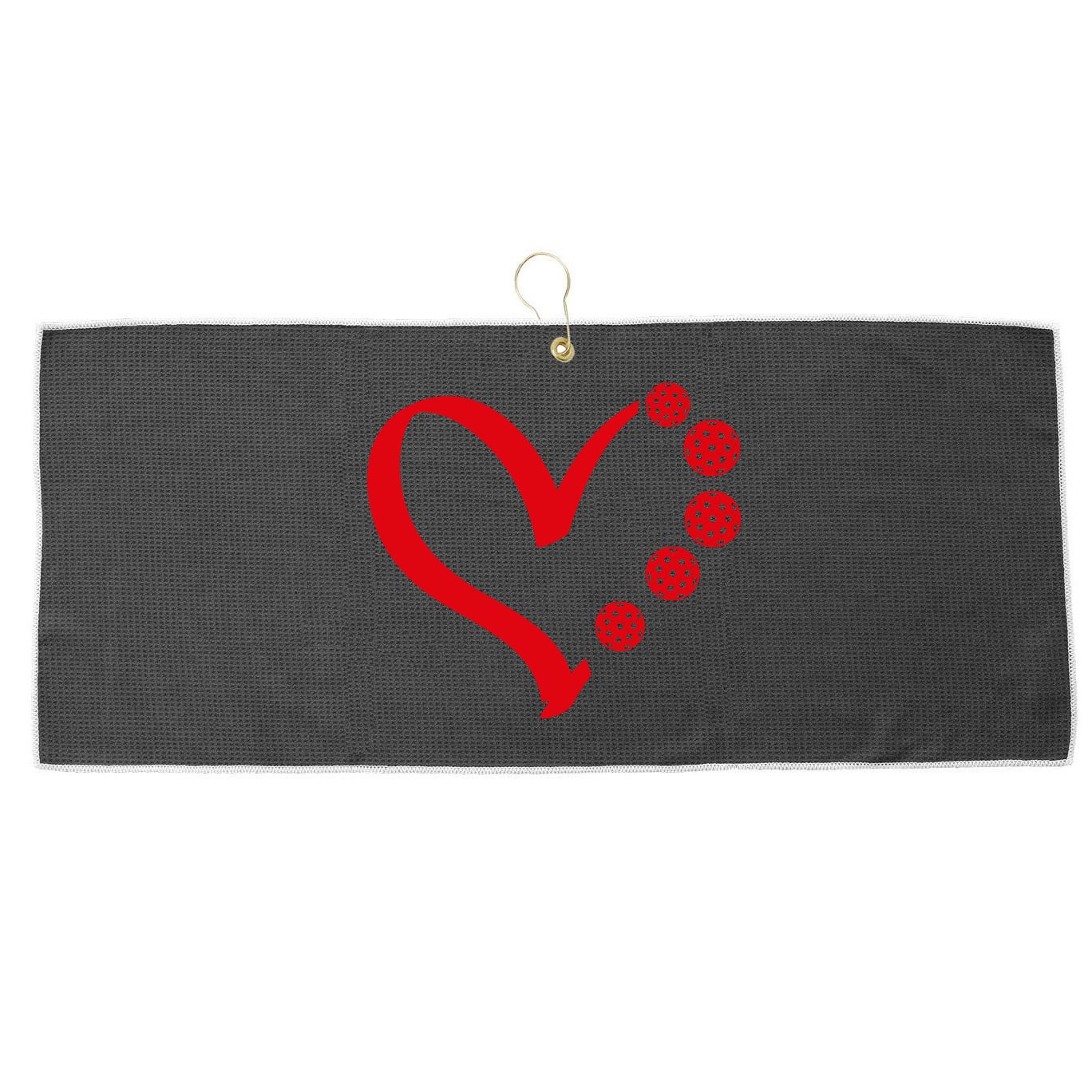 Pickleball Valentine Day Heart Pickleball Large Microfiber Waffle Golf Towel