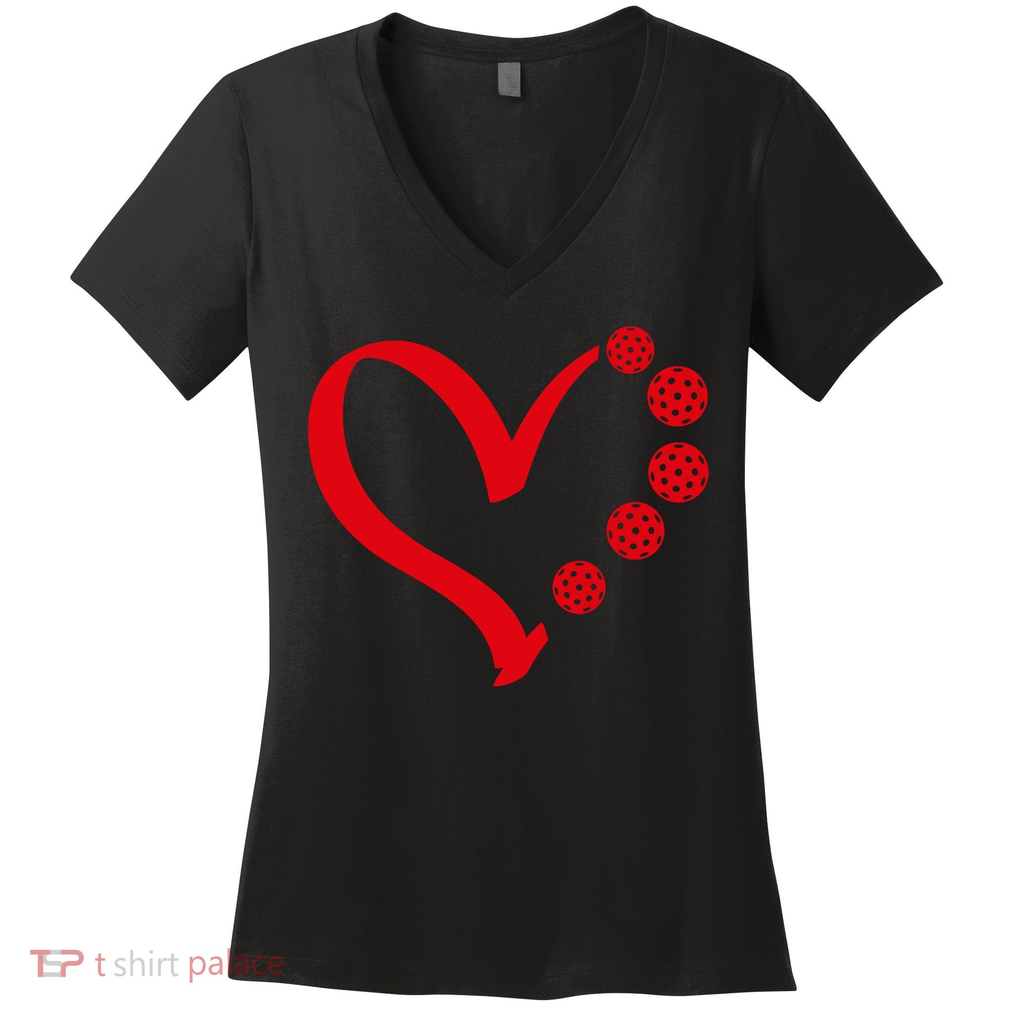Pickleball Valentine Day Heart Pickleball Women's V-Neck T-Shirt