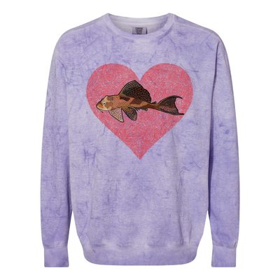 Plecostomus Valentines Day Fish Love Fingerprint Gift Colorblast Crewneck Sweatshirt