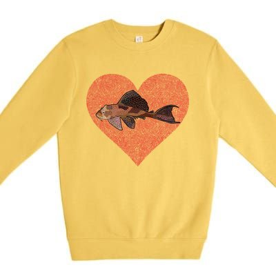 Plecostomus Valentines Day Fish Love Fingerprint Gift Premium Crewneck Sweatshirt