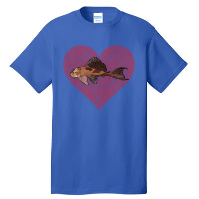 Plecostomus Valentines Day Fish Love Fingerprint Gift Tall T-Shirt