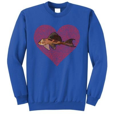 Plecostomus Valentines Day Fish Love Fingerprint Gift Tall Sweatshirt