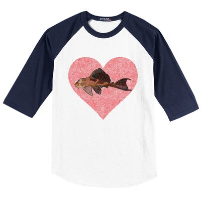 Plecostomus Valentines Day Fish Love Fingerprint Gift Baseball Sleeve Shirt