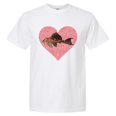 Plecostomus Valentines Day Fish Love Fingerprint Gift Garment-Dyed Heavyweight T-Shirt