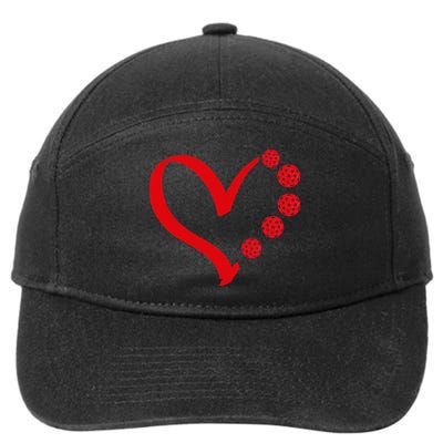Pickleball Valentine Day Heart Pickleball 7-Panel Snapback Hat