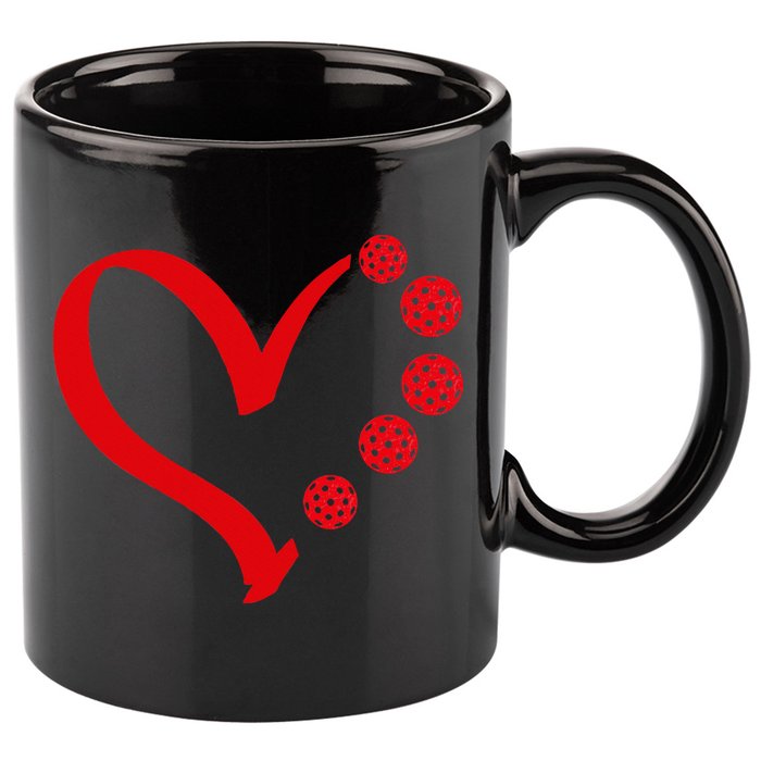 Pickleball Valentine Day Heart Pickleball 11oz C Handle Ceramic Mug