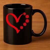 Pickleball Valentine Day Heart Pickleball 11oz C Handle Ceramic Mug
