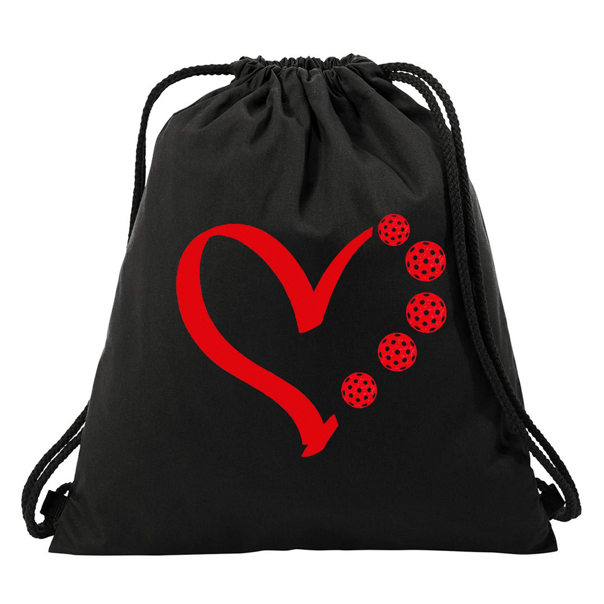 Pickleball Valentine Day Heart Pickleball Drawstring Bag