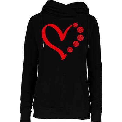 Pickleball Valentine Day Heart Pickleball Womens Funnel Neck Pullover Hood