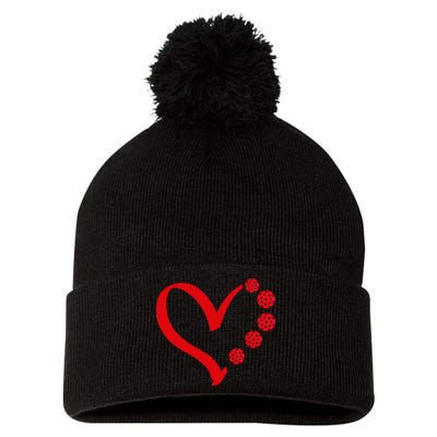 Pickleball Valentine Day Heart Pickleball Pom Pom 12in Knit Beanie