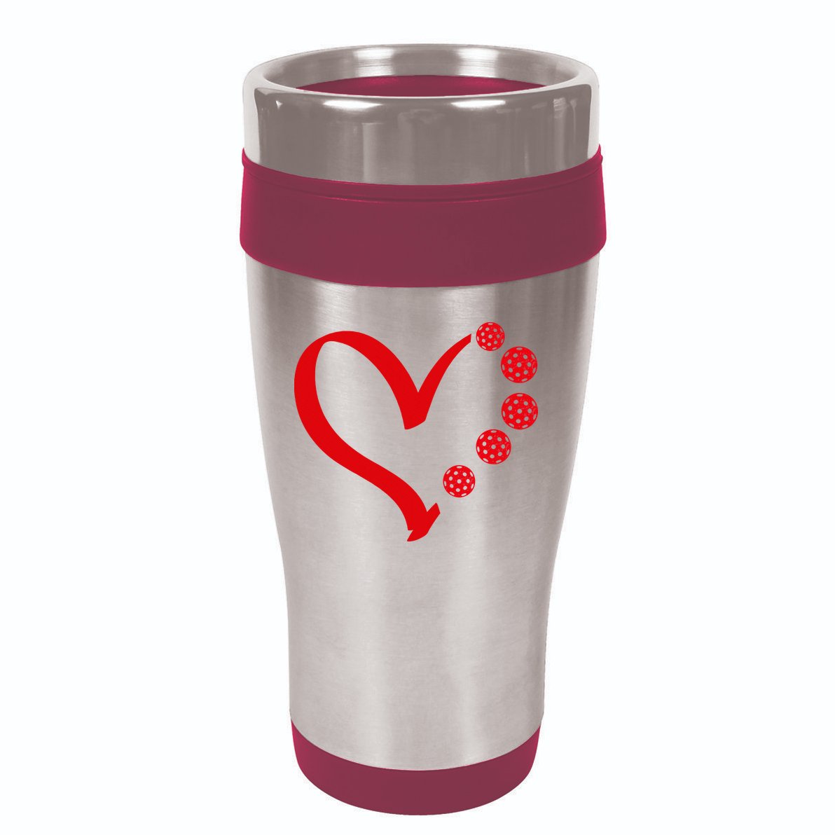Pickleball Valentine Day Heart Pickleball 16oz Travel Tumbler
