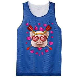 Pig Valentines Day Animal Face Heart Glass Love Arrows Funny Gift Mesh Reversible Basketball Jersey Tank