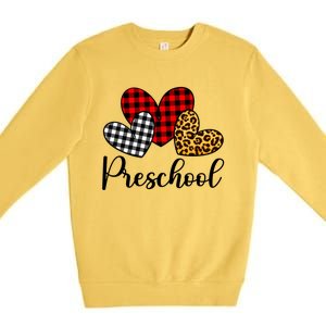 Preschool Valentines Day Red Plaid Leopard Family Matching Gift Premium Crewneck Sweatshirt