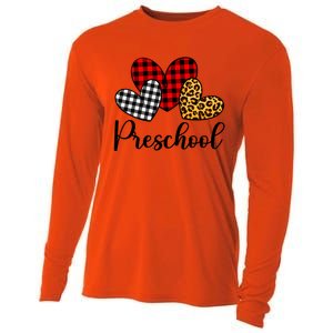 Preschool Valentines Day Red Plaid Leopard Family Matching Gift Cooling Performance Long Sleeve Crew