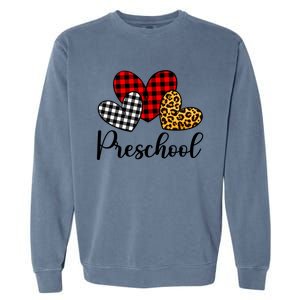 Preschool Valentines Day Red Plaid Leopard Family Matching Gift Garment-Dyed Sweatshirt