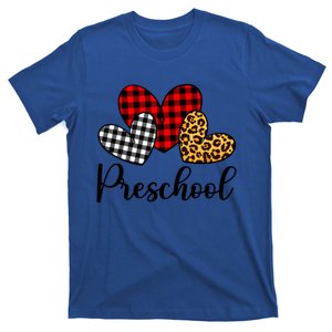 Preschool Valentines Day Red Plaid Leopard Family Matching Gift T-Shirt