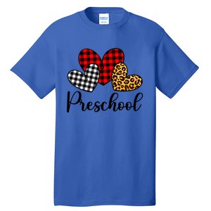 Preschool Valentines Day Red Plaid Leopard Family Matching Gift Tall T-Shirt