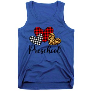 Preschool Valentines Day Red Plaid Leopard Family Matching Gift Tank Top