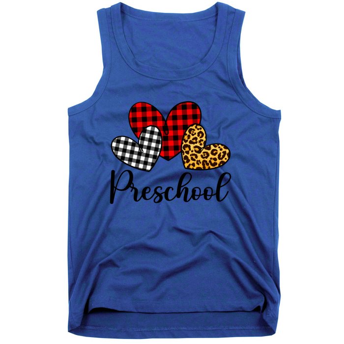 Preschool Valentines Day Red Plaid Leopard Family Matching Gift Tank Top