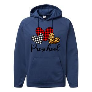 Preschool Valentines Day Red Plaid Leopard Family Matching Gift Performance Fleece Hoodie