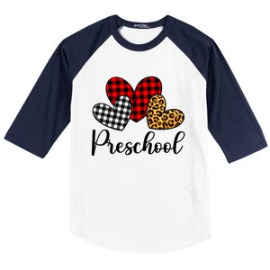 Preschool Valentines Day Red Plaid Leopard Family Matching Gift Baseball Sleeve Shirt