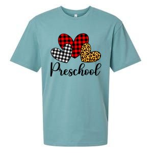 Preschool Valentines Day Red Plaid Leopard Family Matching Gift Sueded Cloud Jersey T-Shirt