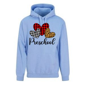 Preschool Valentines Day Red Plaid Leopard Family Matching Gift Unisex Surf Hoodie