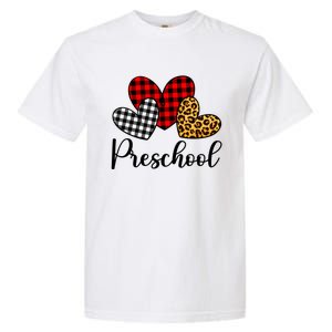 Preschool Valentines Day Red Plaid Leopard Family Matching Gift Garment-Dyed Heavyweight T-Shirt