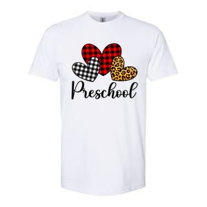 Preschool Valentines Day Red Plaid Leopard Family Matching Gift Softstyle CVC T-Shirt