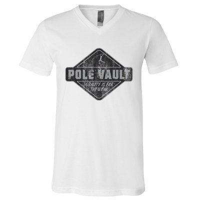 Pole Vault Distressed Vintage Look Pole Vaulting V-Neck T-Shirt