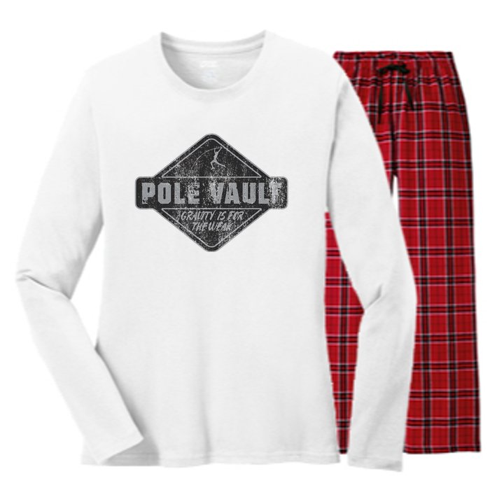 Pole Vault Distressed Vintage Look Pole Vaulting Women's Long Sleeve Flannel Pajama Set 