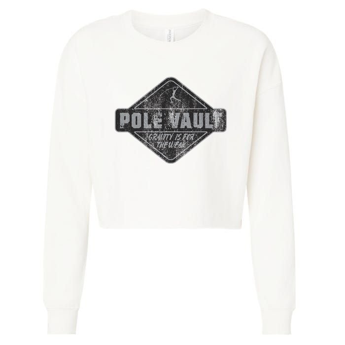 Pole Vault Distressed Vintage Look Pole Vaulting Cropped Pullover Crew