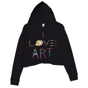 Painter Valentines Day Gift Illustration Art Drawing Artist Cute Gift Crop Fleece Hoodie