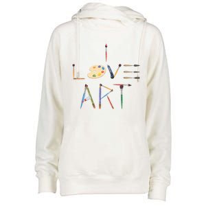 Painter Valentines Day Gift Illustration Art Drawing Artist Cute Gift Womens Funnel Neck Pullover Hood