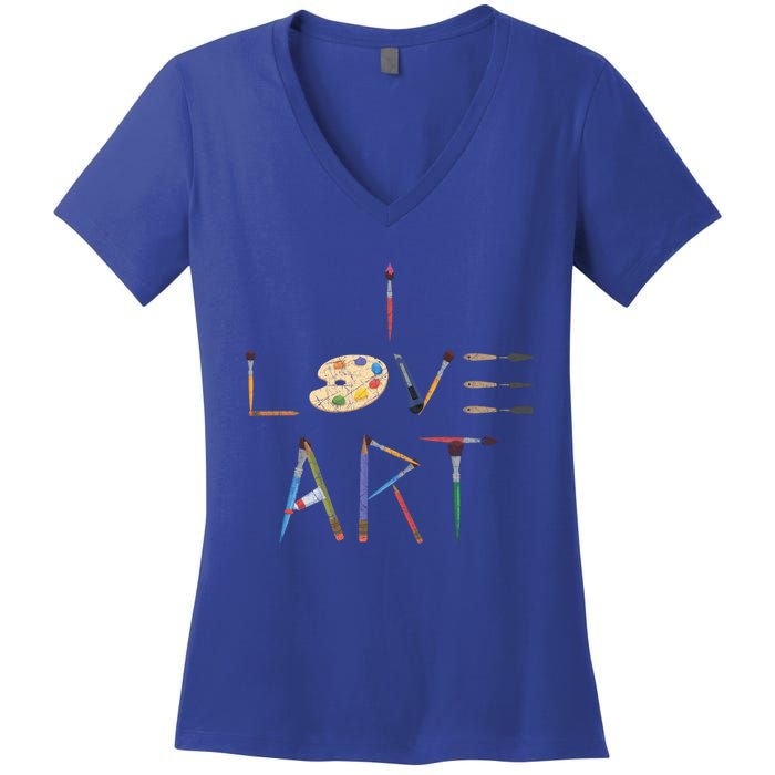 Painter Valentines Day Gift Illustration Art Drawing Artist Cute Gift Women's V-Neck T-Shirt