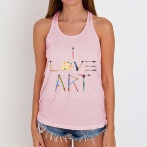 Painter Valentines Day Gift Illustration Art Drawing Artist Cute Gift Women's Knotted Racerback Tank