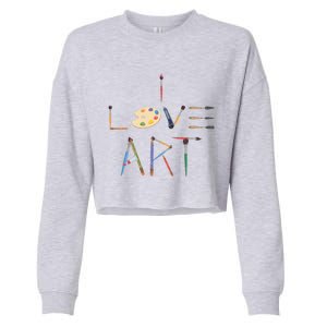 Painter Valentines Day Gift Illustration Art Drawing Artist Cute Gift Cropped Pullover Crew